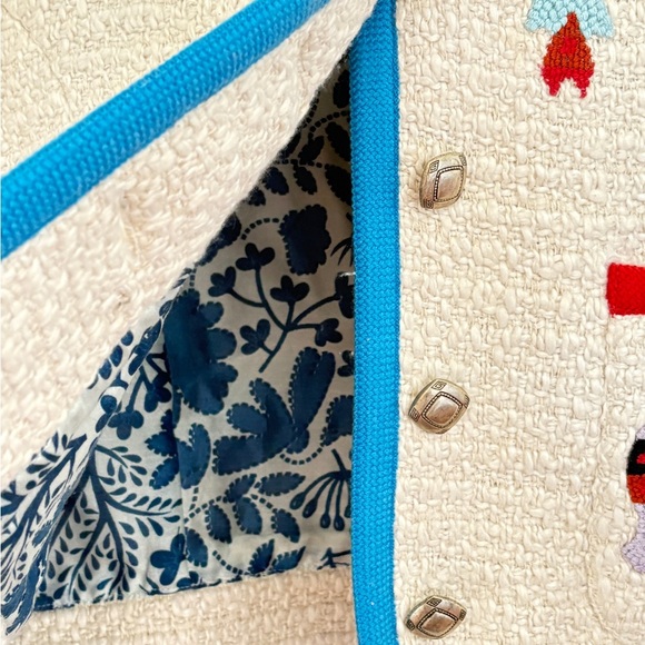 Alix Of Bohemia Cream Jacket with Blue Trim - Picture 4 of 6